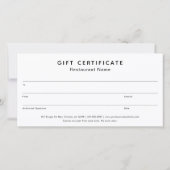 Cute Burger Restaurant Business Gift Certificate (裏面)