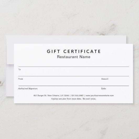 Cute Burger Restaurant Business Gift Certificate (裏面)
