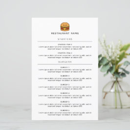 Cute Burger Restaurant Menu