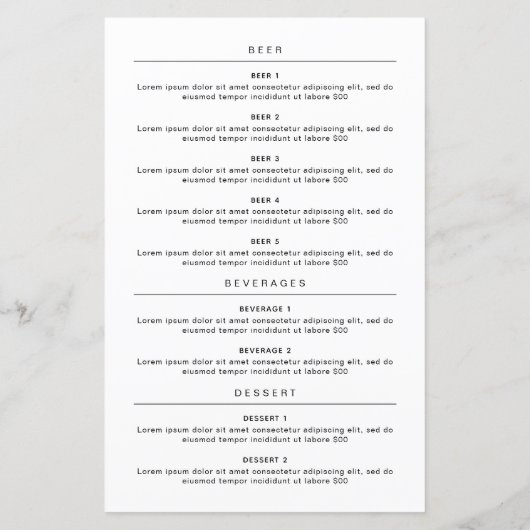 Cute Burger Restaurant Menu (裏面)