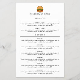 Cute Burger Restaurant Menu チラシ