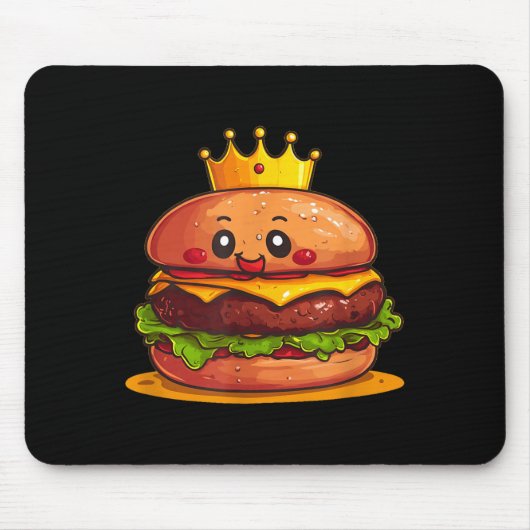 Cute Burger With Crown And Kingdom Costume  マウスパッド (正面)