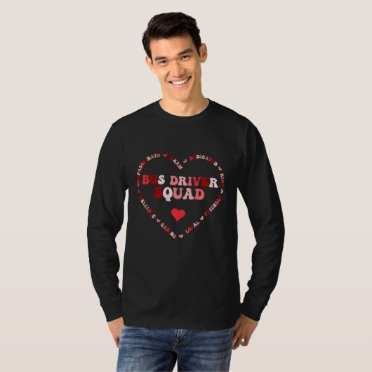 Cute Bus Driver Squad Valentines Day Heart Tシャツ (正面フル)