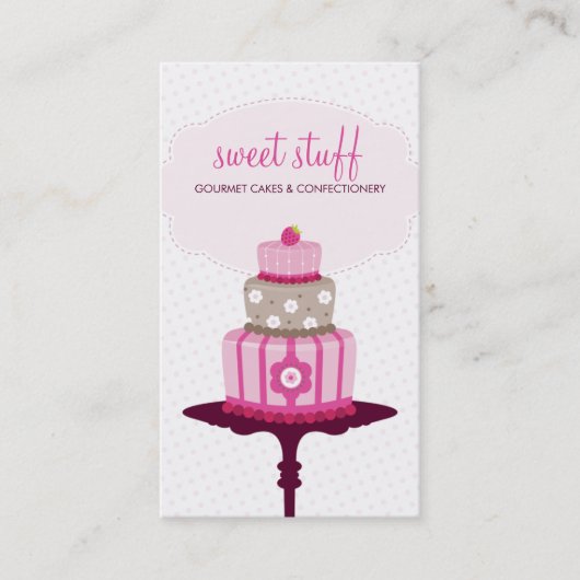 CUTE BUSINESS CARD :: sweet cakes bakery pink 3 名刺 (正面)