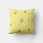 Cute Busy Bumble Bee Yellow クッション (裏面)