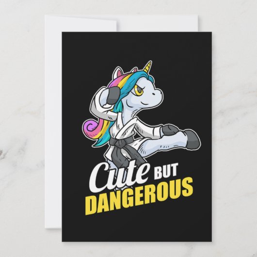 Cute But Dangerous Unicorn Karate Kung Fu MMA Gift 招待状 (正面)