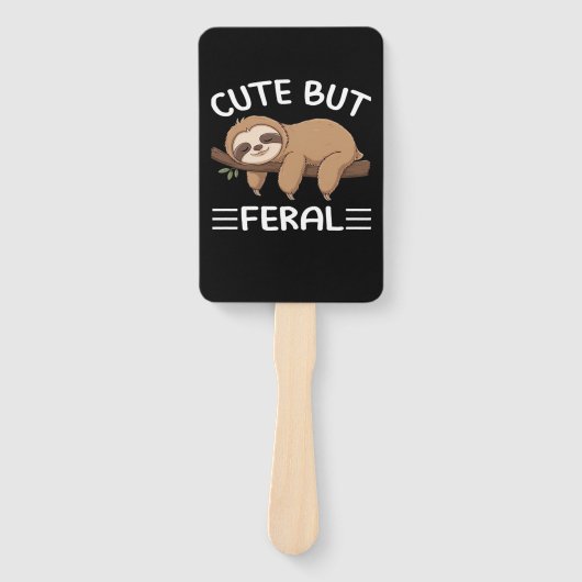 cute but feral funny sloth for animal lover men wo ハンドファン (正面)