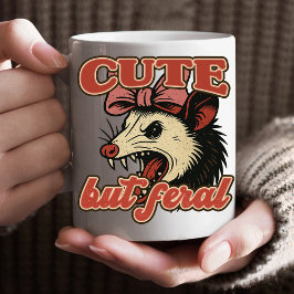 Cute But Feral Possum: Vintage Sarcastic Humor コーヒーマグカップ
