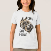 Cute But Feral Raccoon Trash Panda トライブレンドTシャツ (正面)