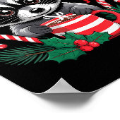 Cute But Feral Raccoon With Santa Hat Xmas Cute Ch ポスター (角)