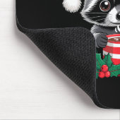 Cute But Feral Raccoon With Santa Hat Xmas Cute Ch マウスパッド (コーナー)