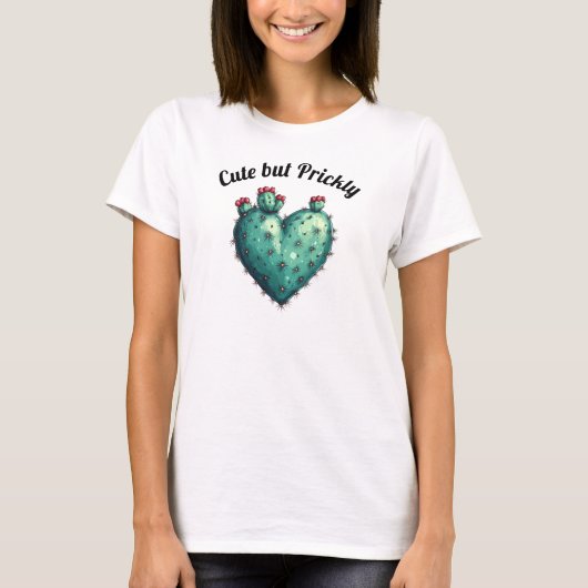 Cute but Prickly Cactus Heart Valentine's Day Tシャツ (正面)