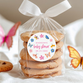 Cute Butterflies Baby Shower ラウンドシール