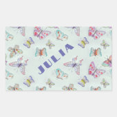 Cute Butterflies Name Sticker - Set of Four 長方形シール (正面)