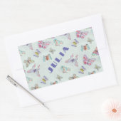Cute Butterflies Name Sticker - Set of Four 長方形シール (封筒)