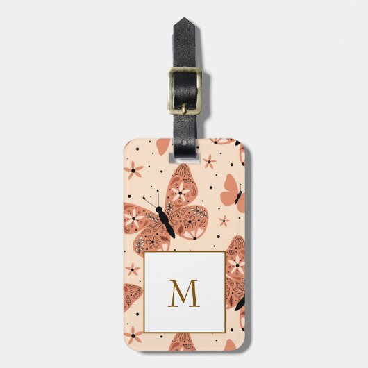 Cute Butterflies Pattern Seamless Background ラゲッジタグ (正面縦)