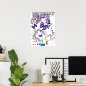 cute butterfly and lavender room wall poster ポスター (ホームオフィス)