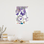 cute butterfly and lavender room wall poster ポスター (キッチン)