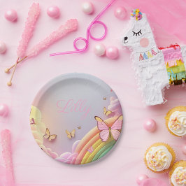 Cute Butterfly Baby Girl Paper Plate ペーパープレート