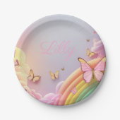 Cute Butterfly Baby Girl Paper Plate ペーパープレート (正面)