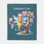 Cute Butterfly fairy add name girls フリースブランケット (正面)