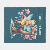 Cute Butterfly fairy add name girls フリースブランケット (正面(横))
