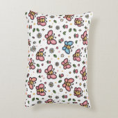 Cute Butterfly Floral Seamless Kawaii Pattern アクセントクッション (裏面(縦))