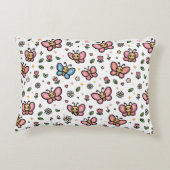 Cute Butterfly Floral Seamless Kawaii Pattern アクセントクッション (裏面)