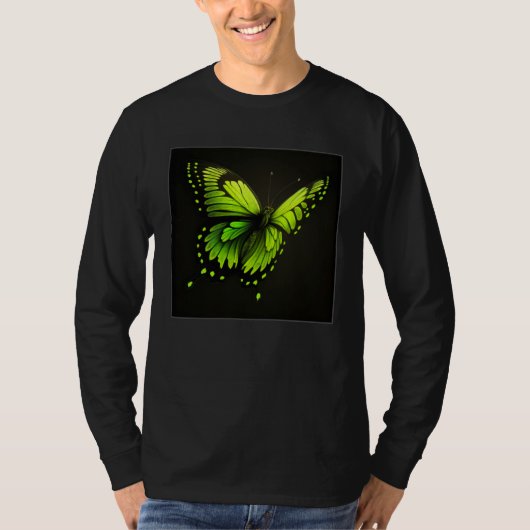 Cute Butterfly Illustration Lime Green Gorgeous Wo Tシャツ (正面)
