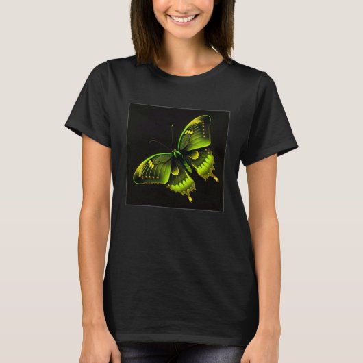 Cute Butterfly Illustration Lime Green Gorgeous Wo Tシャツ (正面)