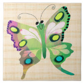 Cute Butterfly in Blue Ceramic Tile タイル (正面)