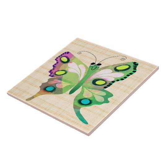 Cute Butterfly in Blue Ceramic Tile タイル (側面)