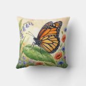 Cute Butterfly On A Leaf Tiny Insects  クッション (裏面)