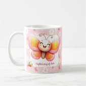 Cute Butterfly Pink Floral Name Mug Of Cheer コーヒーマグカップ (左)
