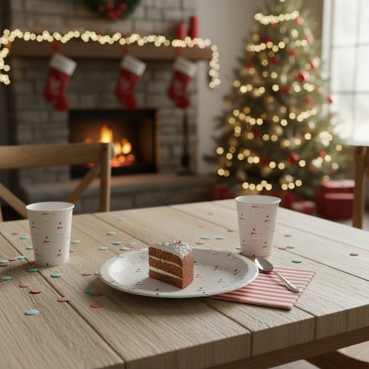 Cute Button Snowmen Grey  ペーパープレート