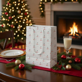 Cute Button Snowmen Grey Paper Gift Bag ミディアムペーパーバッグ