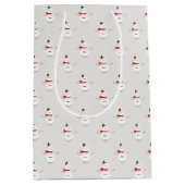 Cute Button Snowmen Grey Paper Gift Bag ミディアムペーパーバッグ (正面)