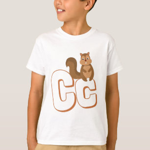 Cute C For Chipmunk – 子供たち英語アルファベット Tシャツ