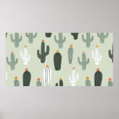 Cute cacti seamless pattern,background with hand d ポスター (正面)