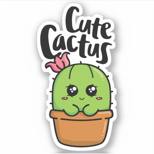 Cute cactus シール (正面)
