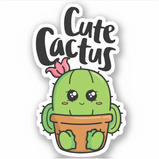 Cute cactus シール (正面)