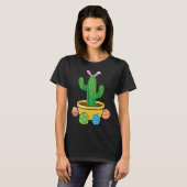 Cute Cactus Bunny Hunt Egg Happy Easter Day Men Wo Tシャツ (正面フル)