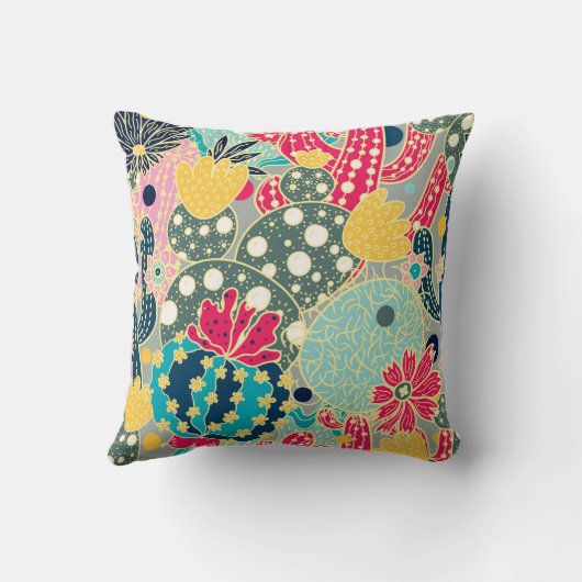 Cute cactus. Colorful seamless pattern. クッション (裏面)