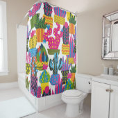 Cute cactus. Colorful seamless pattern. Endless pa シャワーカーテン (インサイチュ)