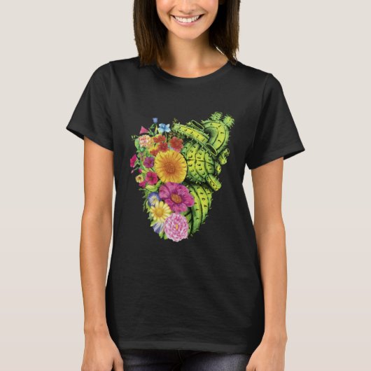 Cute Cactus Desert Flower Heart Cacti Succulents P Tシャツ (正面)