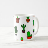 Cute Cactus illustrations Pattern White コーヒーマグカップ (正面右)