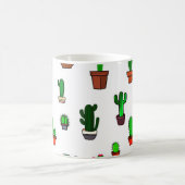 Cute Cactus illustrations Pattern White コーヒーマグカップ (中央)