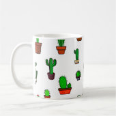 Cute Cactus illustrations Pattern White コーヒーマグカップ (左)