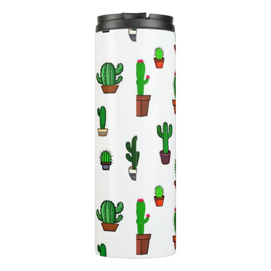 Cute Cactus illustrations Pattern White タンブラー (裏面)