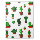 Cute Cactus illustrations Pattern White ノートブック (正面)